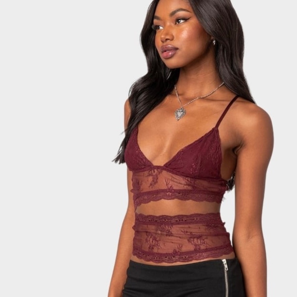 Sexy! [Edikted] Lace NWT Burgundy Red Adjustable Club Bralette Tank Top | Medium